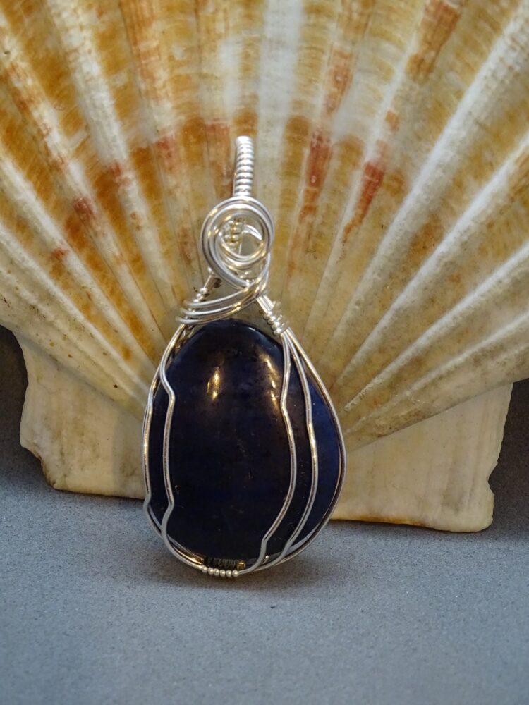 Lapis stone wrapped in silver