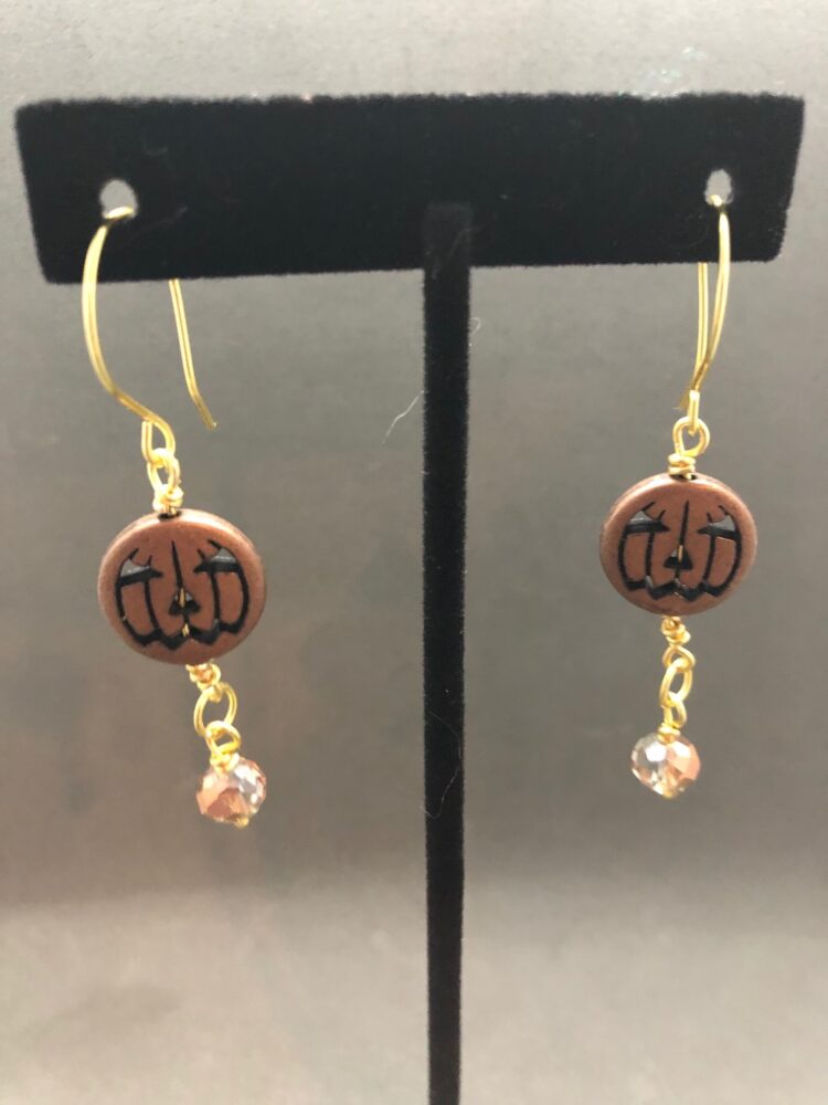 copper pumpkin earrings