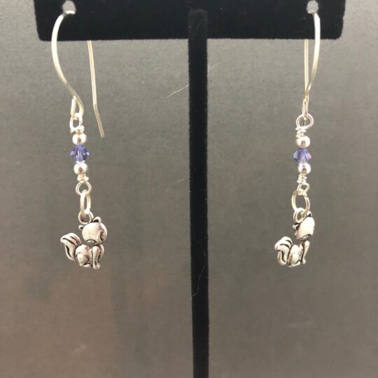 crystal cat earrings