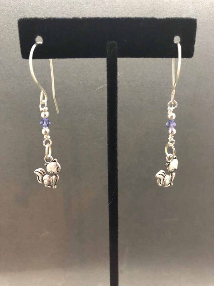 crystal cat earrings